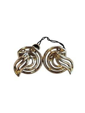 Trifari Sculptural Swirl Goldtone Vintage Clip Earrings
